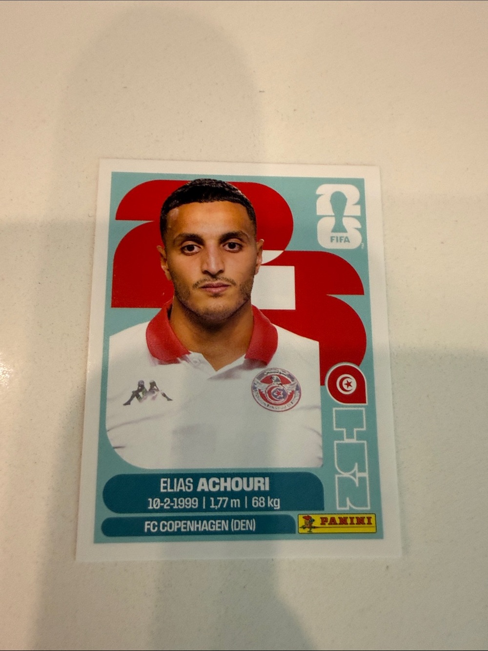 Panini Sticker - White, Red & Teal Elias Achouri